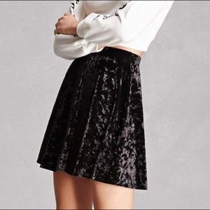 Black velvet skater skirt